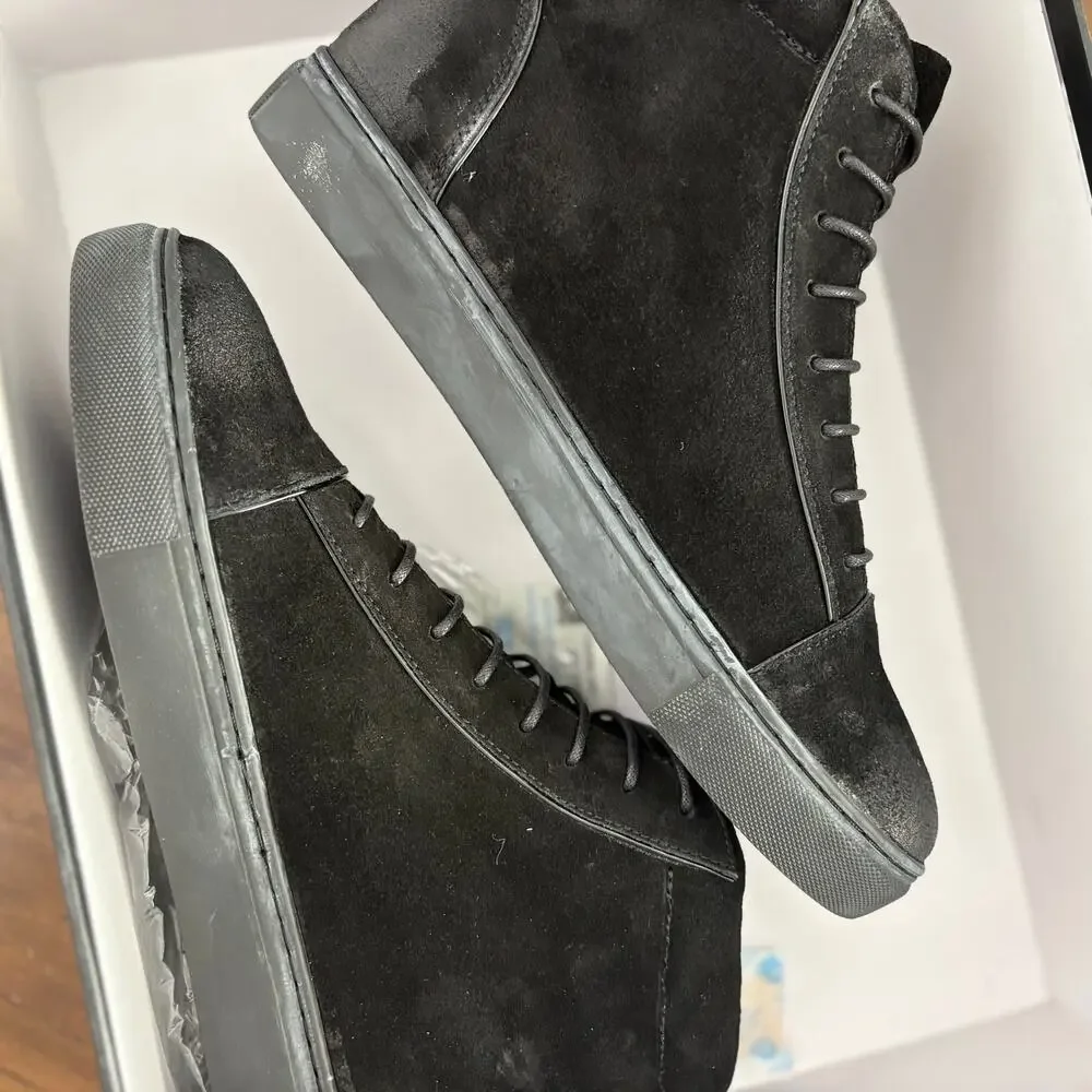 English Laundry Men Grundy Sneaker Boots 8 Black Suede Leather NWT Chukka Combat
